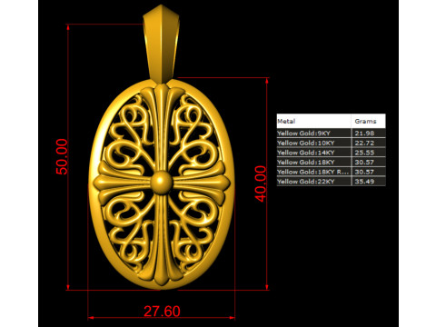 Cross Heart Royal Gold Necklace Pendant Modelo de impresión 3D