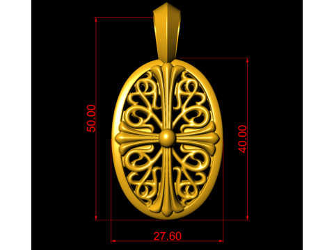 Cross Heart Royal Gold Necklace Pendant Modelo de impresión 3D