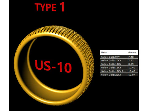 Gents Dotted Pattern Ring 3D Print Model