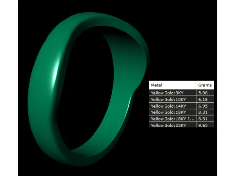 Plain Gold water Wave Ring 3D Print Model