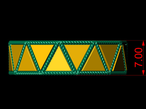 Triangular Faceted Oxidised Silver Ring Band 3D Print Model
