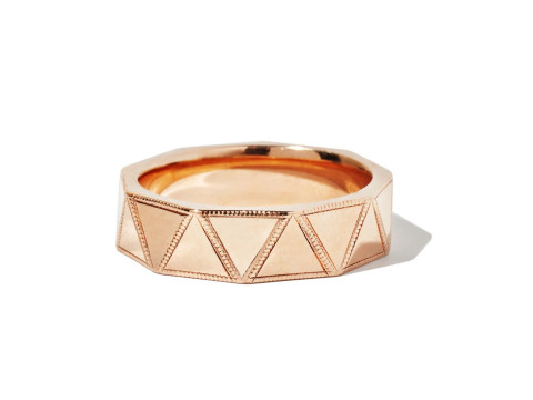 Triangular Faceted Oxidised Silver Ring Band 3D Print Model