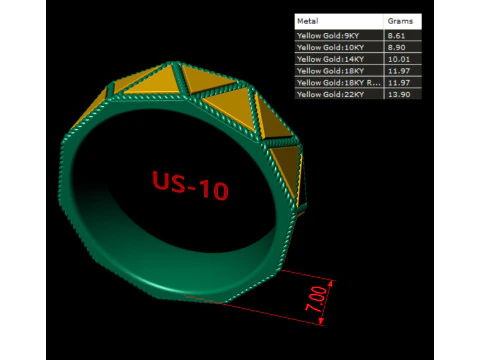 Triangular Faceted Oxidised Silver Ring Band 3D Print Model