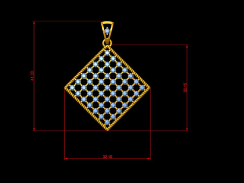 Square Mesh Pattern Diamond Pendant 3D Принт Модель