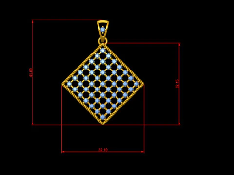 Square Mesh Pattern Diamond Pendant 3D Print Model