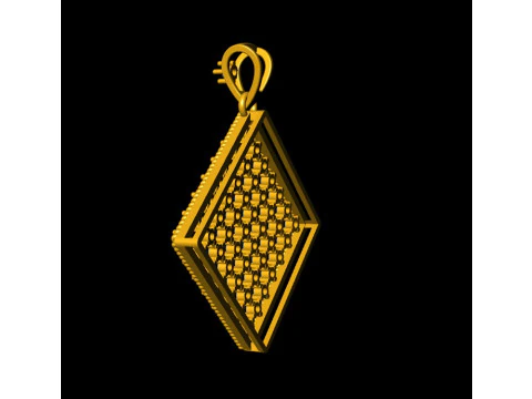 Square Mesh Pattern Diamond Pendant 3D Print Model