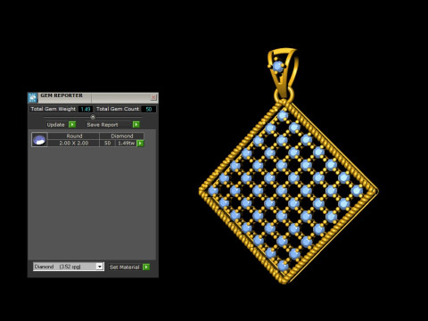 Square Mesh Pattern Diamond Pendant 3D Принт Модель