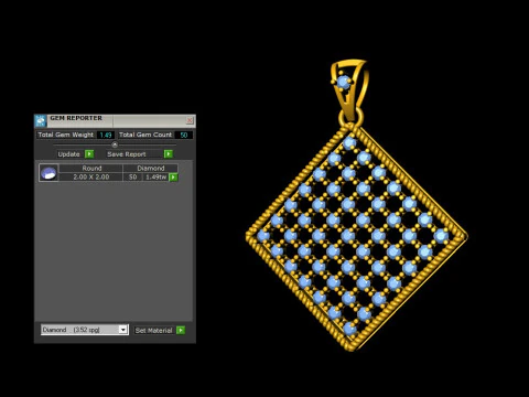 Square Mesh Pattern Diamond Pendant 3D Print Model