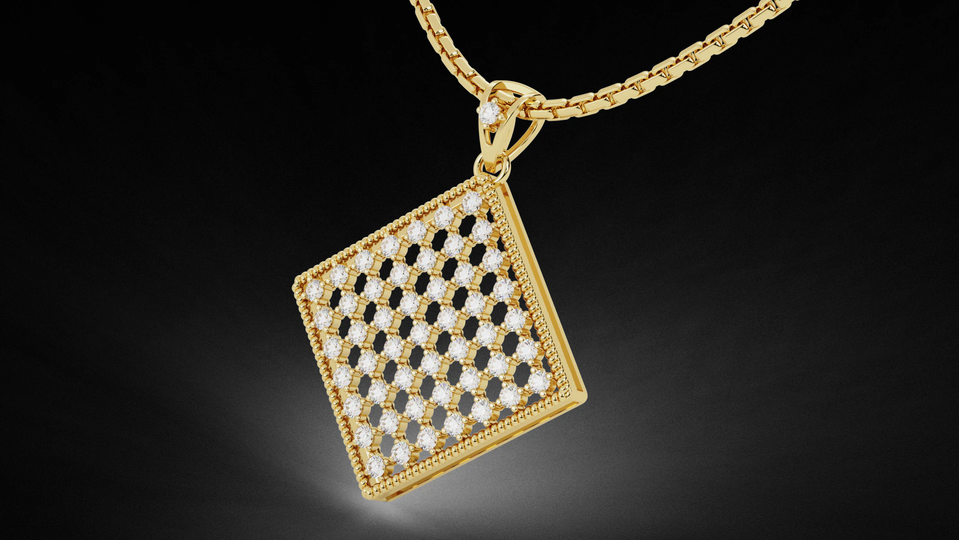 Square Mesh Pattern Diamond Pendant 3D Print Model .c4d .max .obj .3ds .fbx .stl .blend