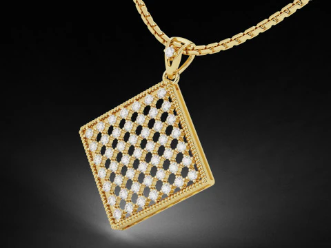 Pingente de diamante com padr&atilde;o de malha quadrada Modelo de Impressão 3D