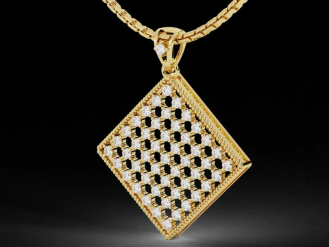 Square Mesh Pattern Diamond Pendant 3D Print Model