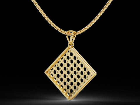 Square Mesh Pattern Diamond Pendant 3D Принт Модель