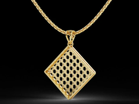 Square Mesh Pattern Diamond Pendant 3D Print Model