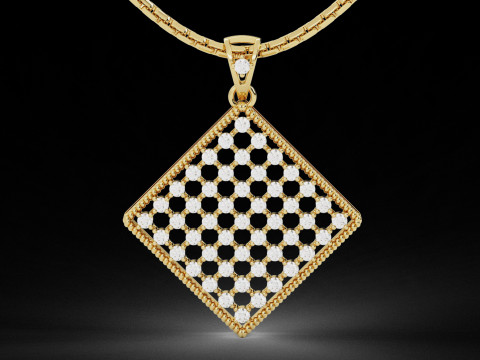 Square Mesh Pattern Diamond Pendant 3D Принт Модель