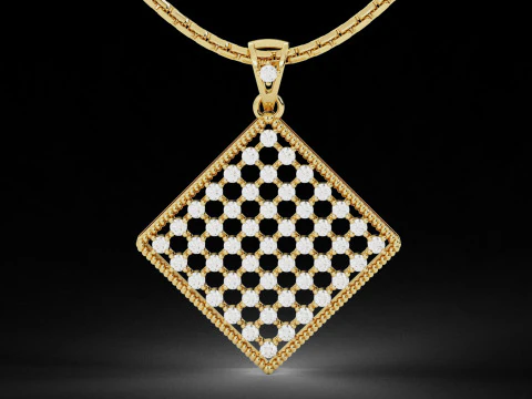 Square Mesh Pattern Diamond Pendant 3D Print Model