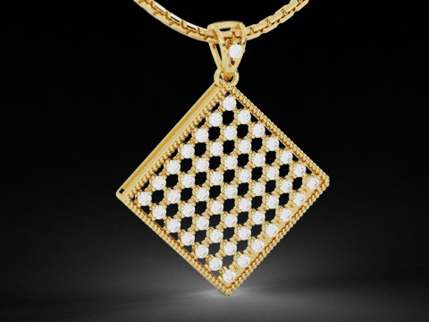 Square Mesh Pattern Diamond Pendant 3D Принт Модель