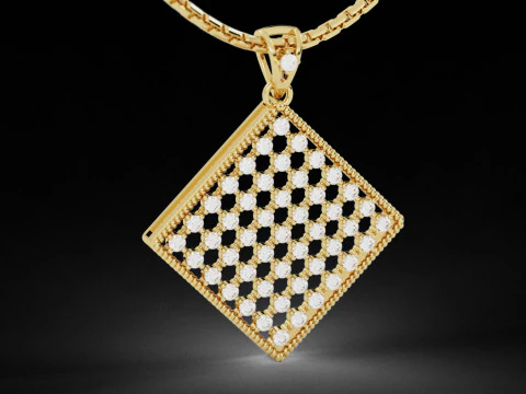 Square Mesh Pattern Diamond Pendant 3D Print Model