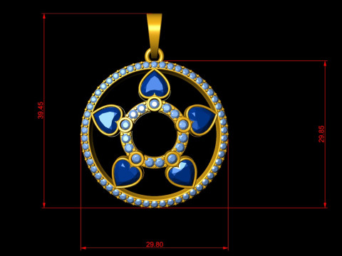 Round Floral Heart Pendant 3Dプリントモデル