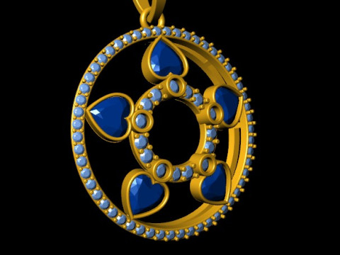 Round Floral Heart Pendant 3Dプリントモデル