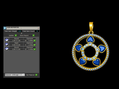 Round Floral Heart Pendant 3Dプリントモデル