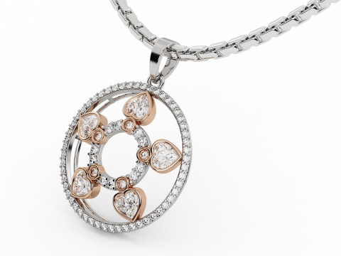 Round Floral Heart Pendant 3Dプリントモデル