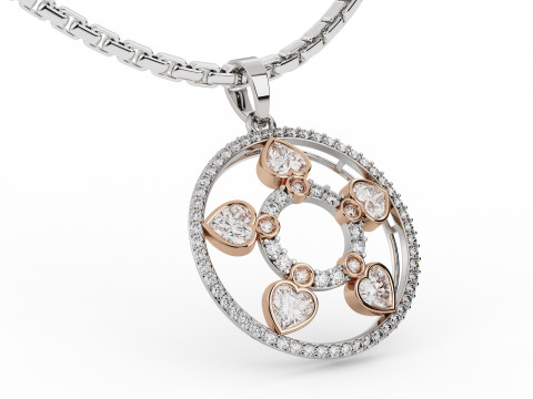 Round Floral Heart Pendant 3Dプリントモデル