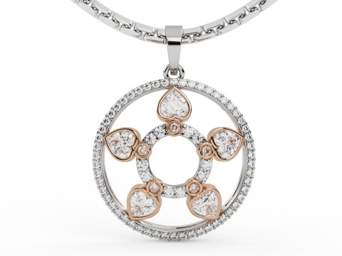 Round Floral Heart Pendant 3D 打印模型