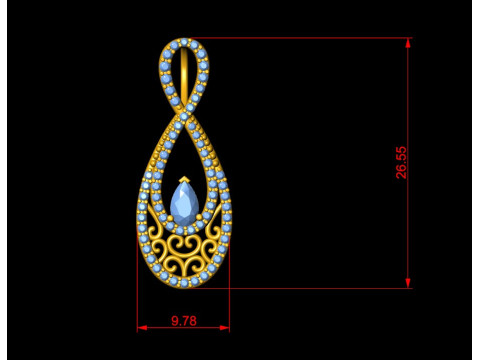 Infinity Teardrop Diamond Pendant 3Dプリントモデル