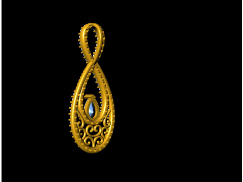 Infinity Teardrop Diamond Pendant 3Dプリントモデル