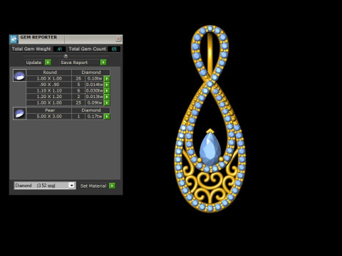 Infinity Teardrop Diamond Pendant 3Dプリントモデル