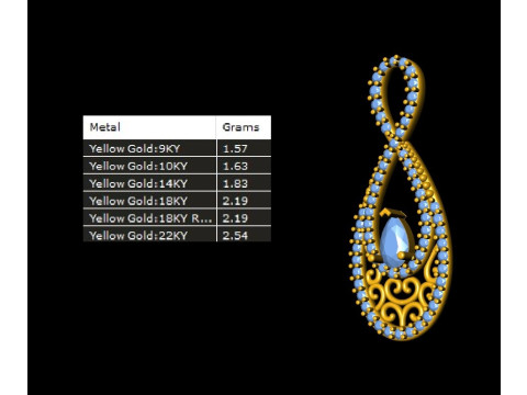 Infinity Teardrop Diamond Pendant 3Dプリントモデル
