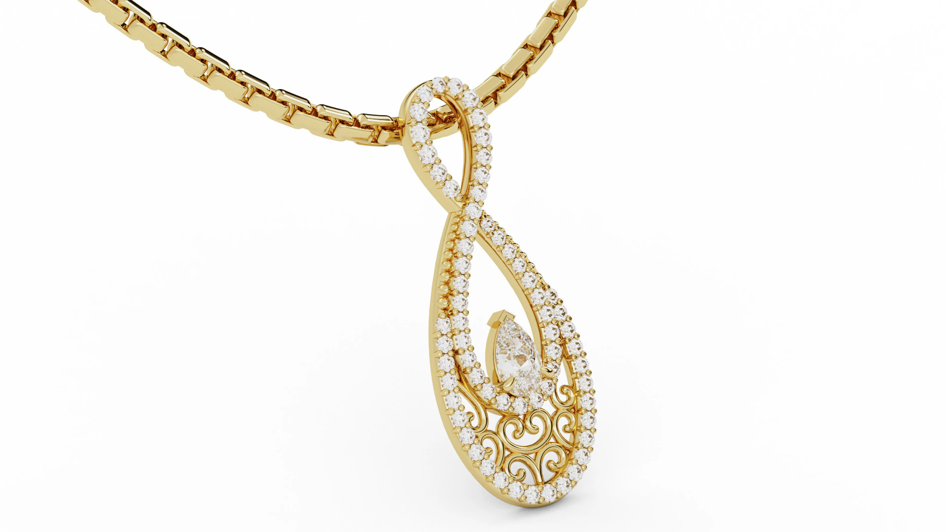 Infinity Teardrop Diamond Pendant 3D Print Model .c4d .max .obj .3ds .fbx .stl .blend
