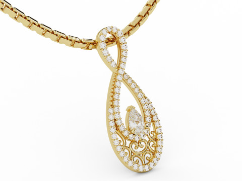 Infinity Teardrop Diamond Pendant 3Dプリントモデル