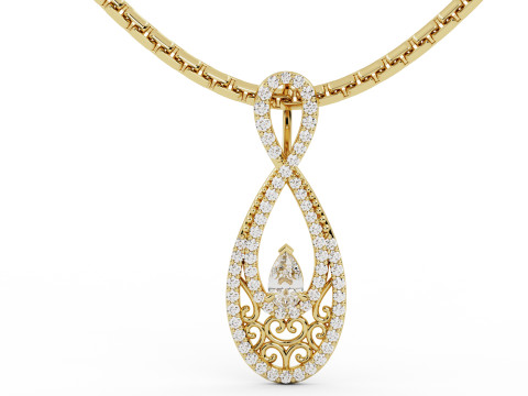 Infinity Teardrop Diamond Pendant 3Dプリントモデル