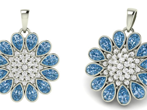 Blossom Diamond Flower Pendant 3D प्रिंट मॉडल