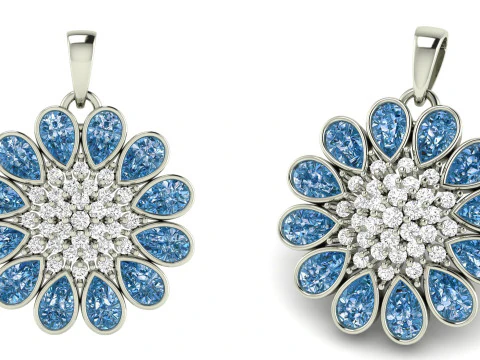 Pingente de flor de diamante em flor Modelo de Impressão 3D