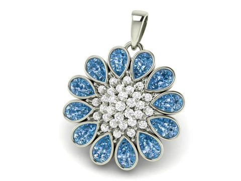 Blossom Diamond Flower Pendant 3D Print Model