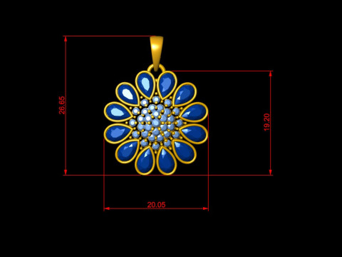 Blossom Diamond Flower Pendant Modèles 3D en vedette