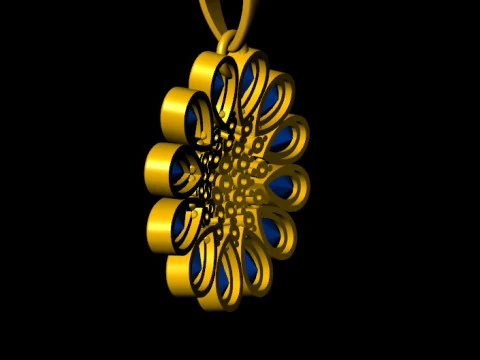 Blossom Diamond Flower Pendant 3D Print Model