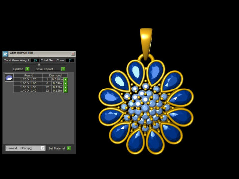 Blossom Diamond Flower Pendant Modèles 3D en vedette