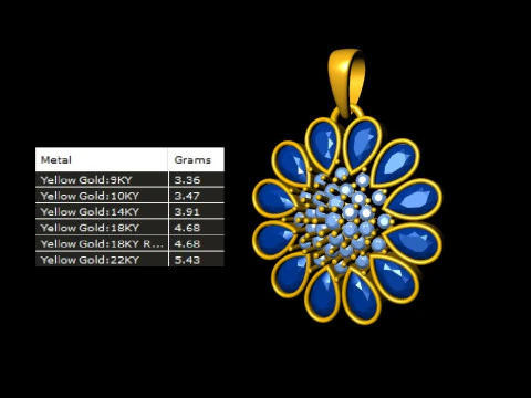 Blossom Diamond Flower Pendant 3D Print Model