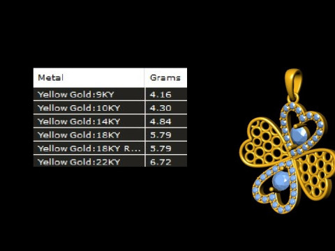 Radiant Clover Heart Pendant with Mesh Pattern 3Dプリントモデル