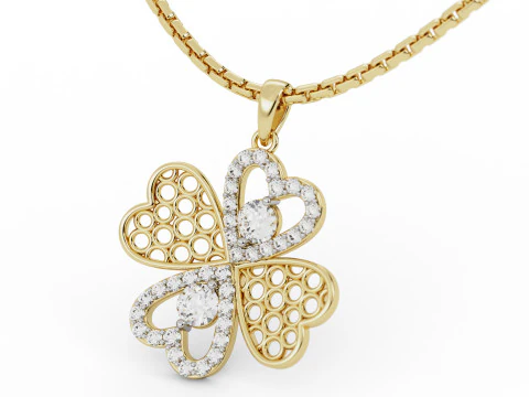 Pingente de cora&ccedil;&atilde;o de trevo radiante com padr&atilde;o de malha Modelo de Impressão 3D