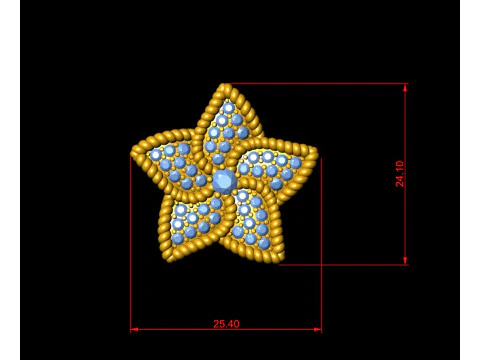 Star Flower Diamond Pendant 3D Print Model