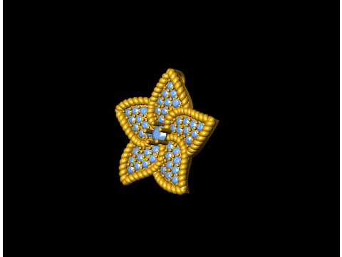 Star Flower Diamond Pendant 3Dプリントモデル