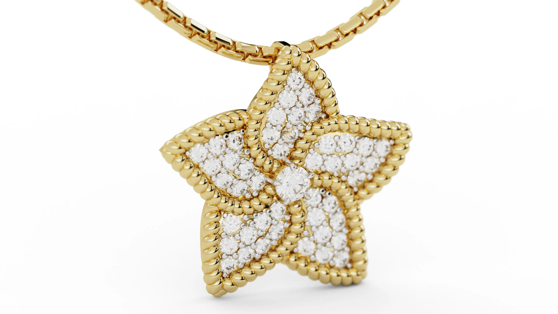 Star Flower Diamond Pendant 3D Print Model .c4d .max .obj .3ds .fbx .stl .blend 