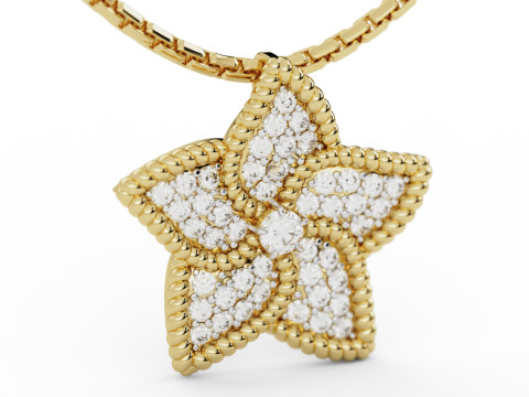 Star Flower Diamond Pendant 3D Print Model