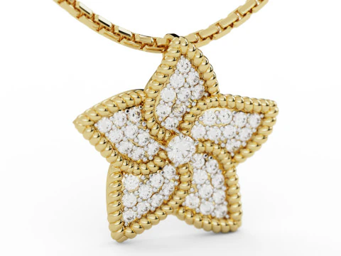 Pingente de diamante flor estrela Modelo de Impressão 3D
