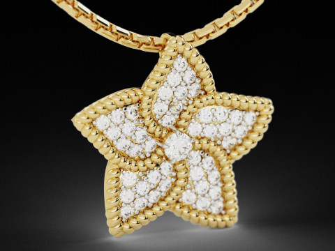 Star Flower Diamond Pendant 3Dプリントモデル