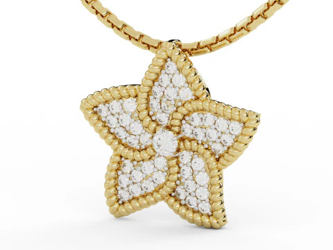 Star Flower Diamond Pendant 3D Print Model
